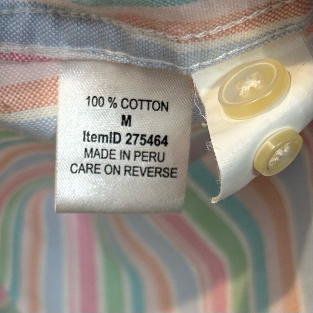 L.L. Bean Woman’s Pastel Cotton Striped Button Down Shirt Size M - Picture 7 of 8
